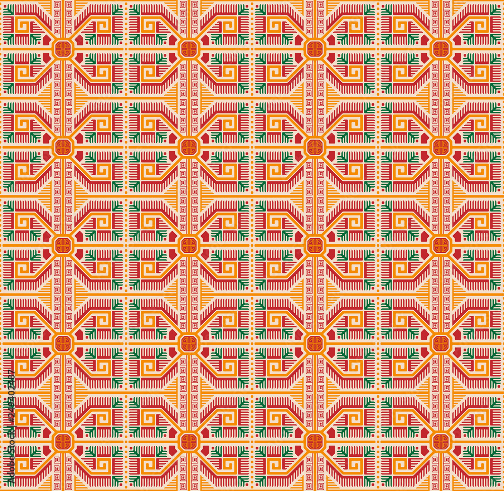 Seamless geometric ethnic pattern. Bulgarian style.  Swatch is in EPS file. Separated from background.