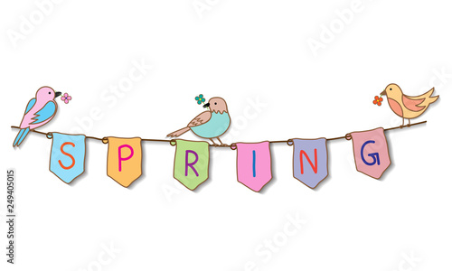 Spring banner with birds