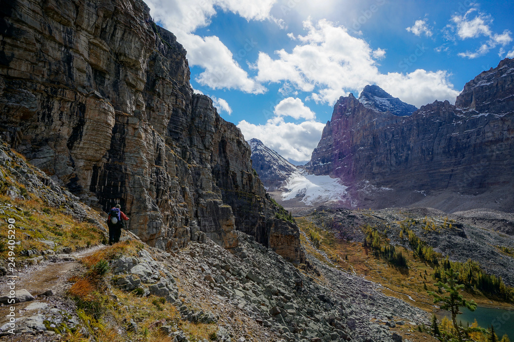 Hiking in the gorgeous Lake O'Hara valley in the Canadian Rockies