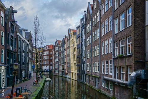 Rowhouses on the canals of Amsterdam, The Netherlands