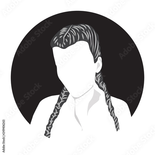 Vector silhouette of young woman and fashion girl, woman power icon, avatar or portrait. Flat illustration for graphic and web design, social media, beauty salon