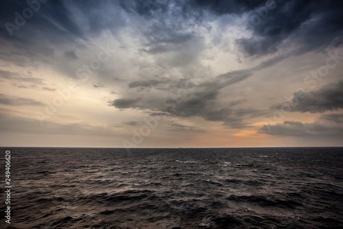 Tremiti islands barely visible along the horizon line in the Adriatic Sea