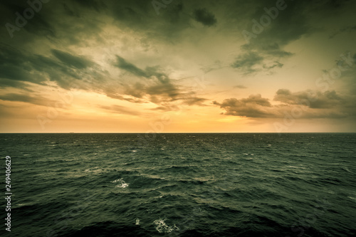 Tremiti islands barely visible along the horizon line in the Adriatic Sea