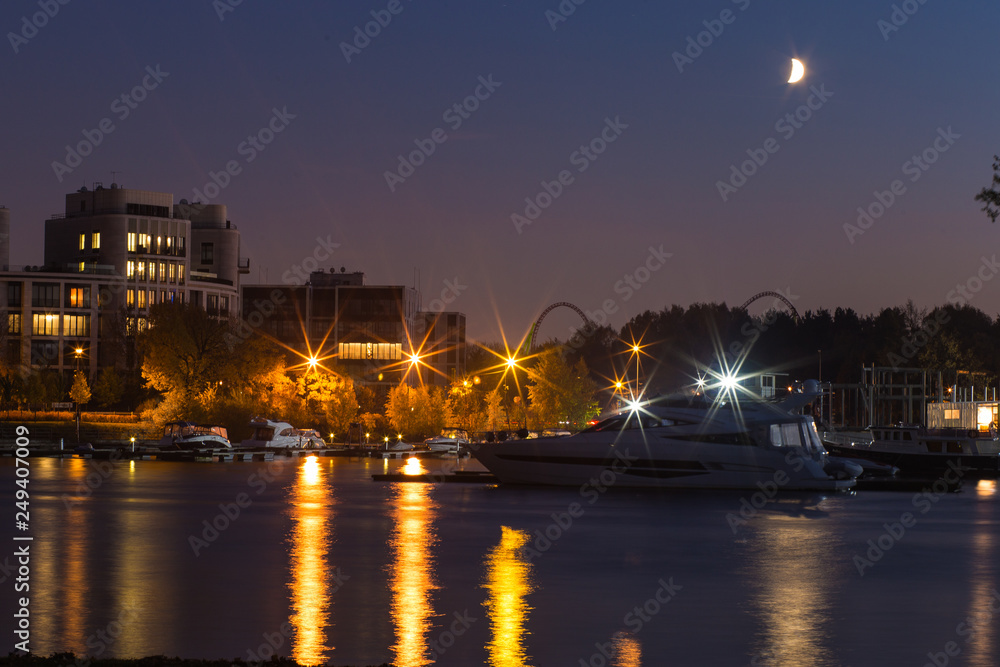 luxury boat in the river at night