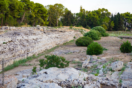 The altar of Ierone I is a large monumental work in the ancient quarter of Neapolis in Syracuse within the Archaeological Park of Neapolis. 3rd century AC photo