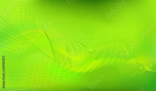 abstract wave line  vector flow background green