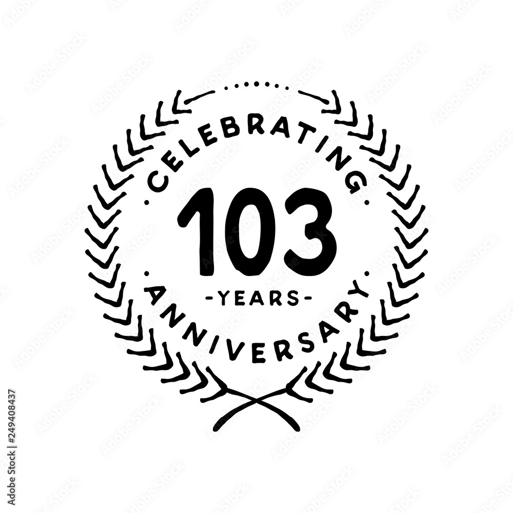 Naklejka premium 103 years design template. 103rd vector and illustration