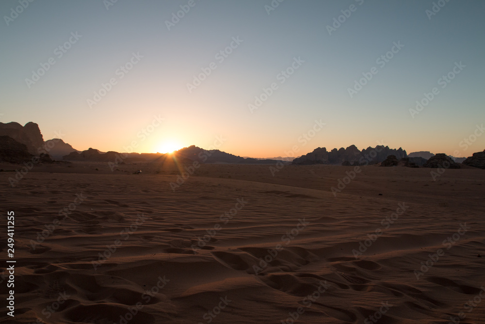 Sunset in Wadi Rum desert, Jordan