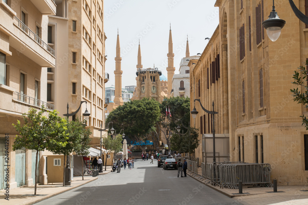 View to the el nejmeh square and the mohammed al amin mosque, Beirut, Lebanon, Middle East