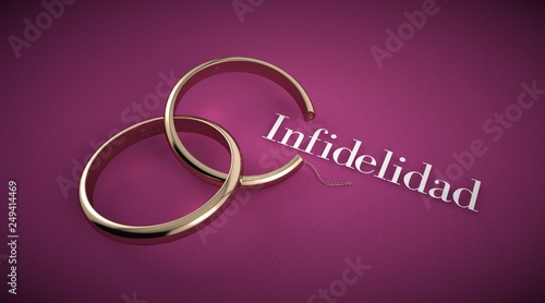 Dos anillos de boda, uno de ellos abierto a la infidelidad photo