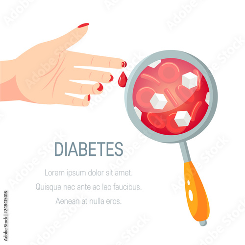 Diabetes concept in flat style, vector design