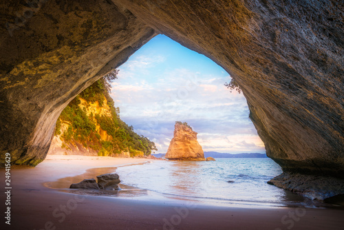 view from the cave at cathedral cove,coromandel,new zealand 24