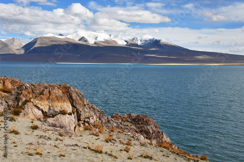 China, Tibet. Holy lake Chovo Co (4765 m) in summer day