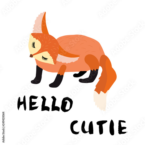 Cute ginger foxy cartoon character illustration.