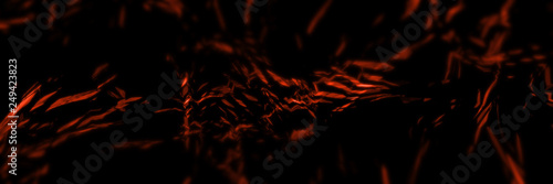 3D Rendering of abstract futuristic polygonal geometry shape with glowing led red color laser beam isolated on black techno background. For use with technology, high performance concept, dark web