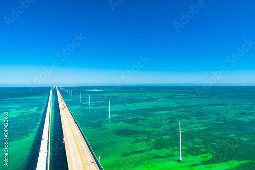 Aerial view of Seven Mile Bridge. Florida Keys  Marathon  USA. 