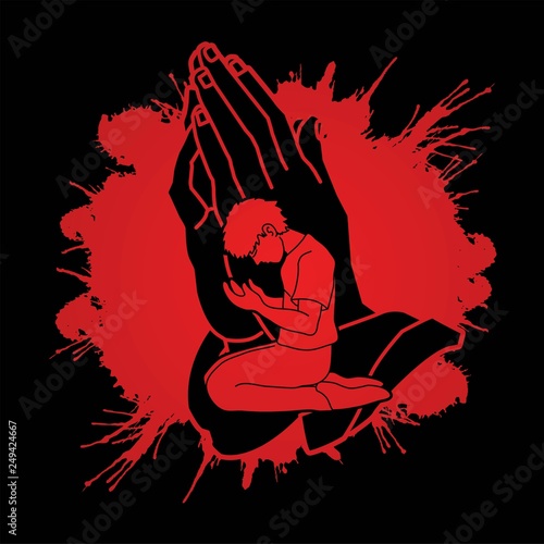Pray , Prayer, Praise to the Lord , Double exposure cartoon graphic vector