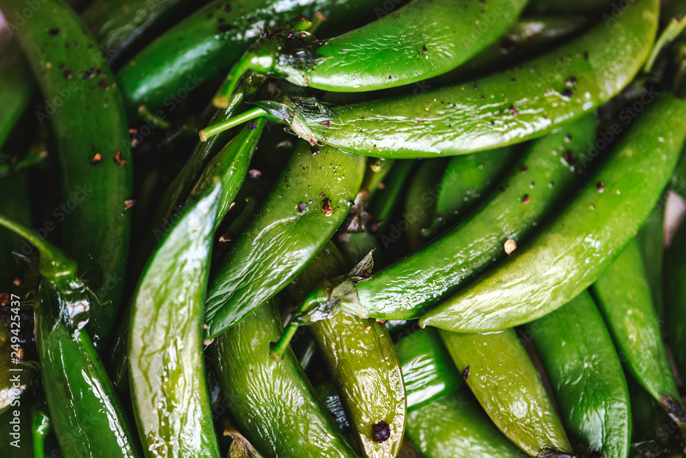 Close up of cooked green peas Close up of cooked green peas