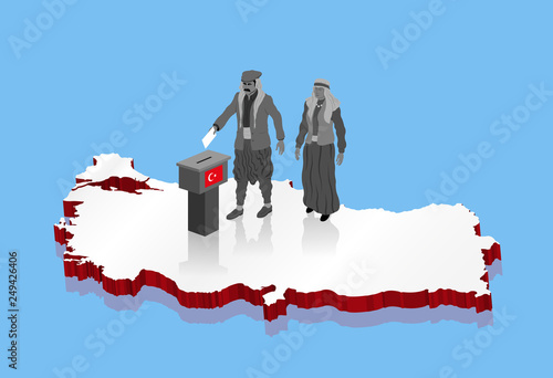 Kurdish voters are voting for Turkish election over Turkey map