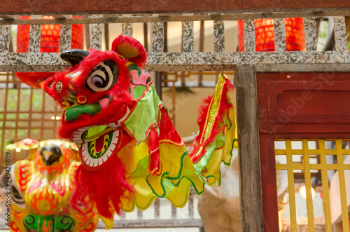 Traditional chinese lion dance head  photo