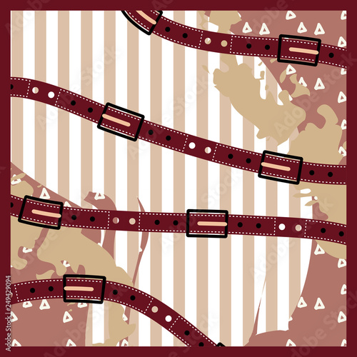 Abstract silk scarf with belt and fashin hijab