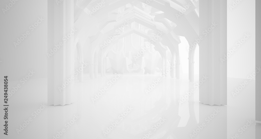 Abstract white gothic interior. 3D illustration and rendering. Abstract white gothic interior. 3D illustration and rendering.