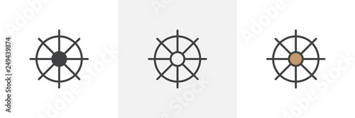 Ship Steering Wheel icon. Line, glyph and filled outline colorful version, ship rudder outline and filled vector sign. Symbol, logo illustration. Different style icons set. Pixel perfect vector 