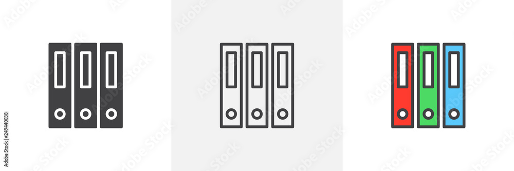 Office folders file icon. Line, glyph and filled outline colorful version, Archive file folder outline and filled vector sign. Symbol logo illustration. Different style icons set. Pixel perfect vector Office folders file icon. Line, glyph and filled outline colorful version, Archive file folder outline and filled vector sign. Symbol logo illustration. Different style icons set. Pixel perfect vector