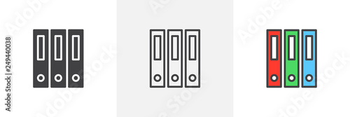 Office folders file icon. Line, glyph and filled outline colorful version, Archive file folder outline and filled vector sign. Symbol logo illustration. Different style icons set. Pixel perfect vector