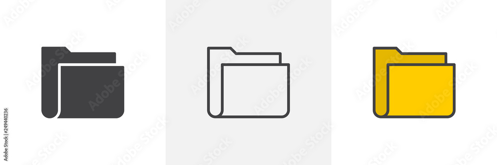 File folder icon. Line, glyph and filled outline colorful version, document folder outline and filled vector sign. Symbol, logo illustration. Different style icons set. Pixel perfect vector graphics File folder icon. Line, glyph and filled outline colorful version, document folder outline and filled vector sign. Symbol, logo illustration. Different style icons set. Pixel perfect vector graphics