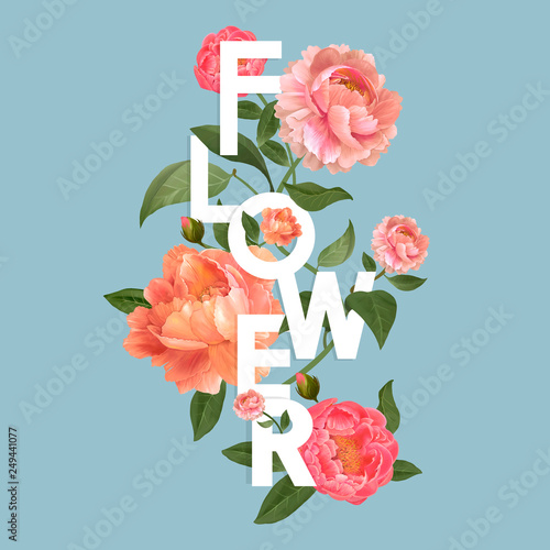 Pink flower typography