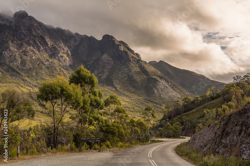 The Sentinels mountains by the Gordon River Road, Tasmania