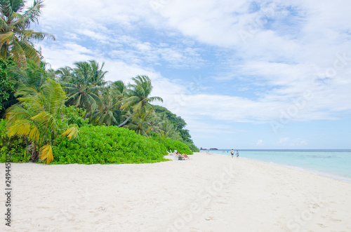 The landscape the island of Biyadhoo Maldives the beach with white sand photo