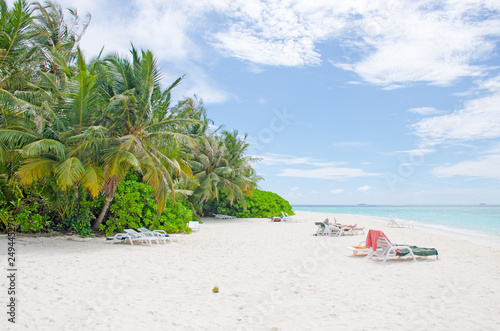 The landscape the island of Biyadhoo Maldives the beach with white sand photo