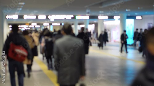 Wallpaper Mural Anonymous Japanese Commuters Wearing Winter Clothes at Train Station Torontodigital.ca