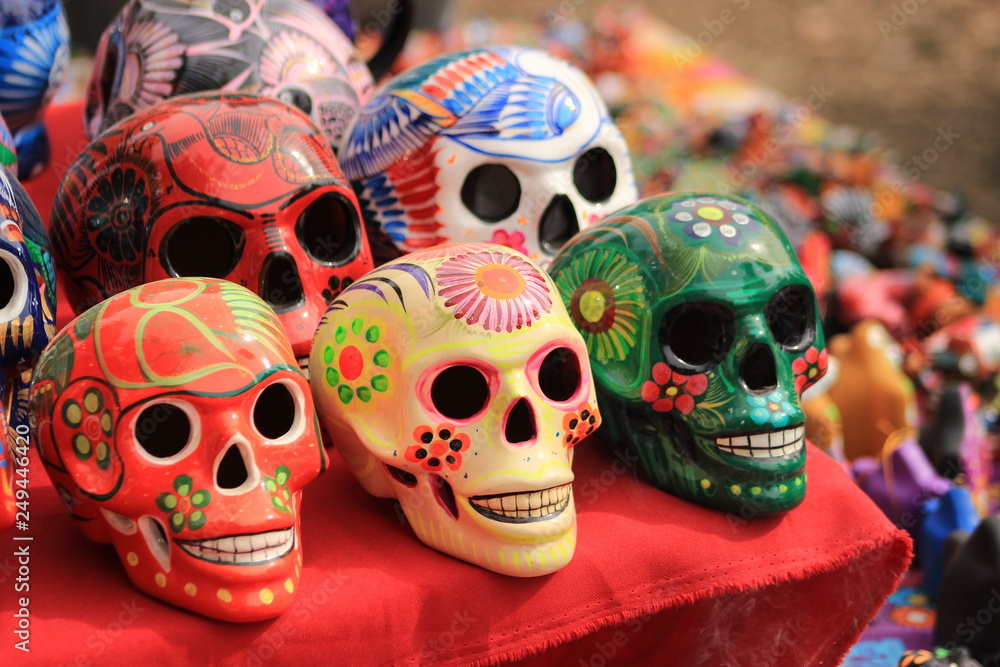 Colorful Mexican sugar skulls
