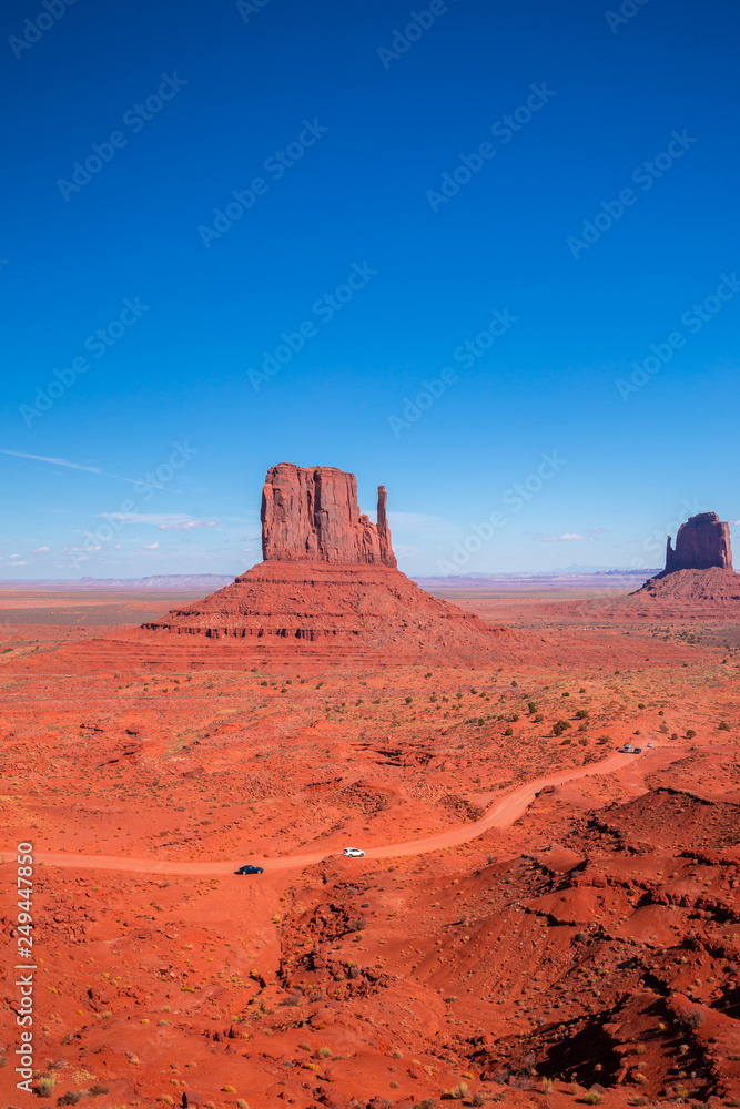 Monument Valley. Navajo Tribal Park. Red rocks and mountains. Located on the Arizona–Utah border. USA Monument Valley. Navajo Tribal Park. Red rocks and mountains. Located on the Arizona–Utah border. USA