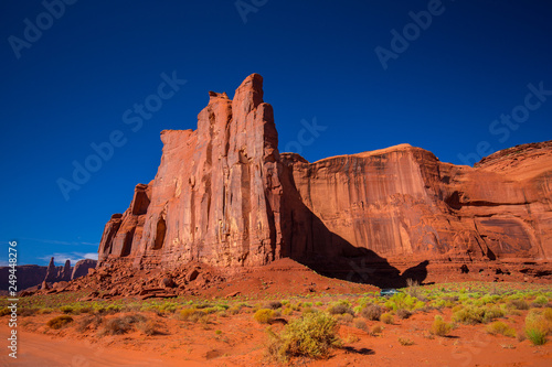 Monument Valley. Navajo Tribal Park. Red rocks and mountains. Located on the Arizona–Utah border. USA © miami2you