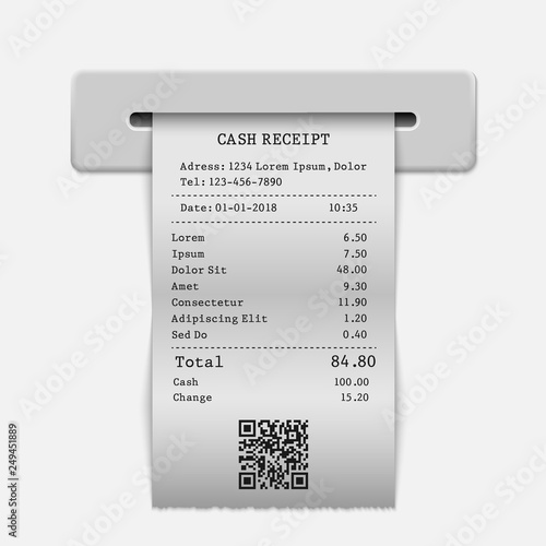 Paper sales printed receipt