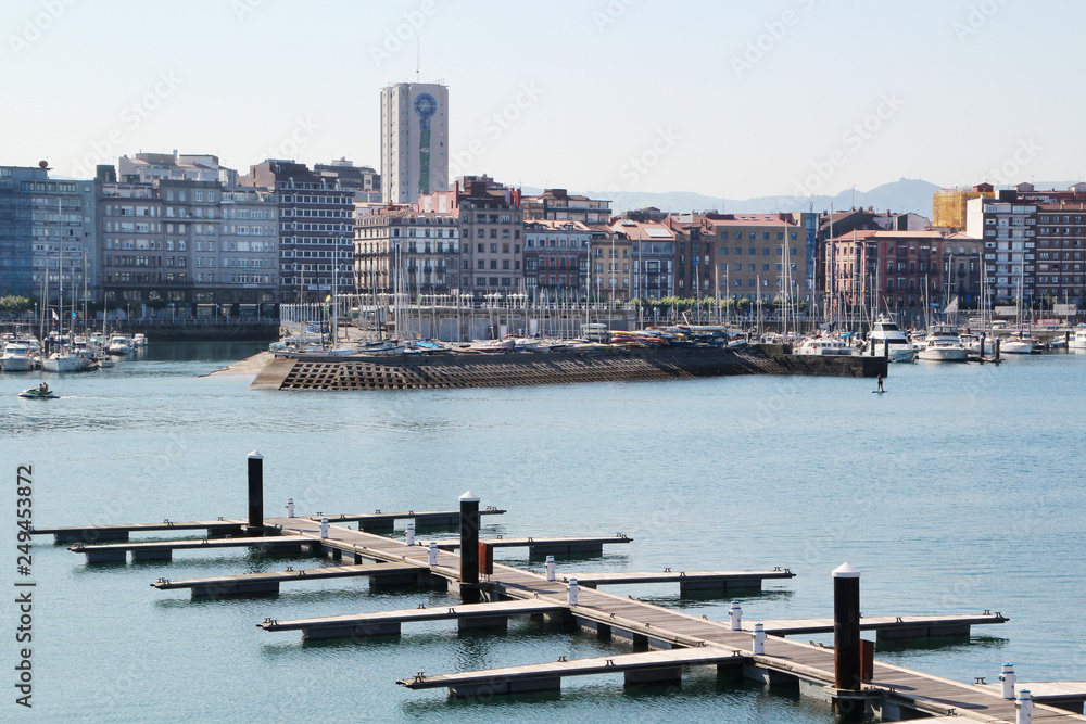 Gijon marina and the pier, Spain	