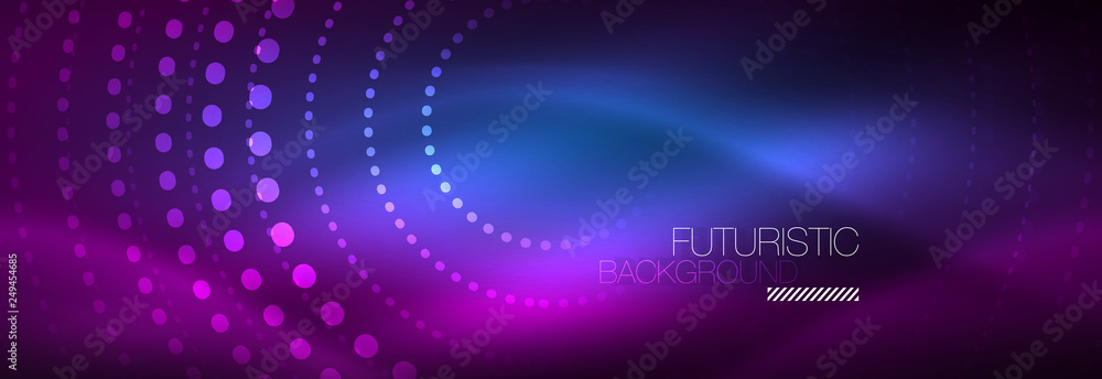 Glowing neon circle line dots, round line design, abstract style on black background. Neon abstract round circles Magic neon lights and glowing dots Glowing neon circle line dots, round line design, abstract style on black background. Neon abstract round circles Magic neon lights and glowing dots