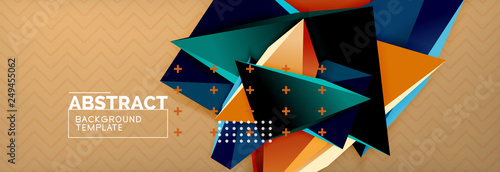 3d triangular shapes geometric background. Origami style pattern with triange shapes for decorative design. Poster design. Line design. Modern presentation template