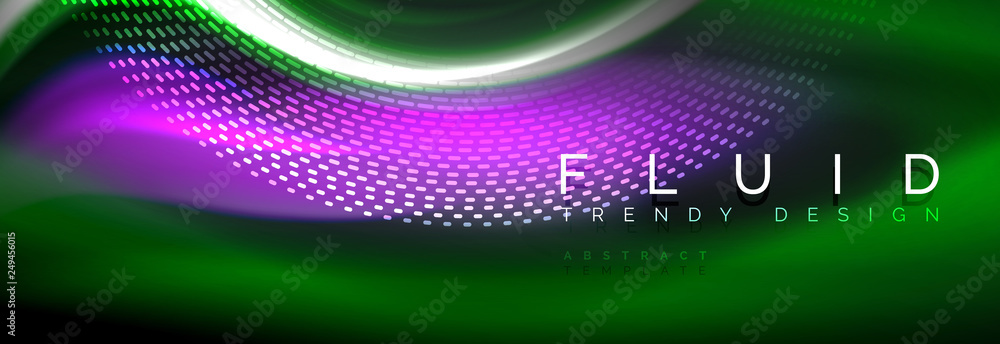 Fluid color neon wave lines background, neon liquid color futuristic paint template