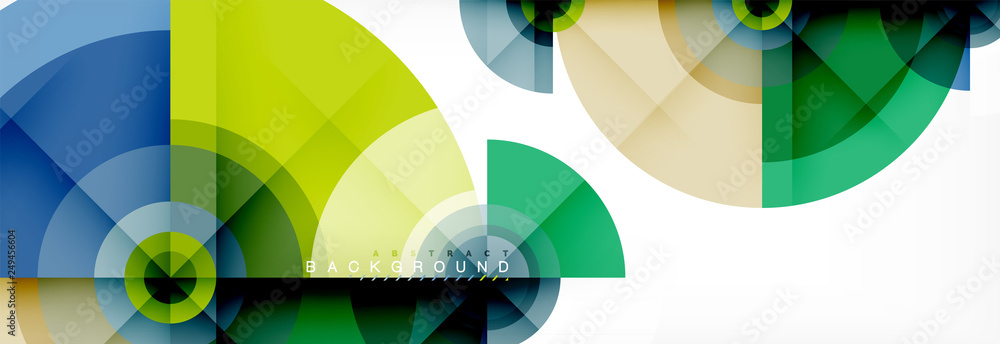 Fototapeta premium Minimal geometric circles and triangles abstract background, techno modern design, poster template