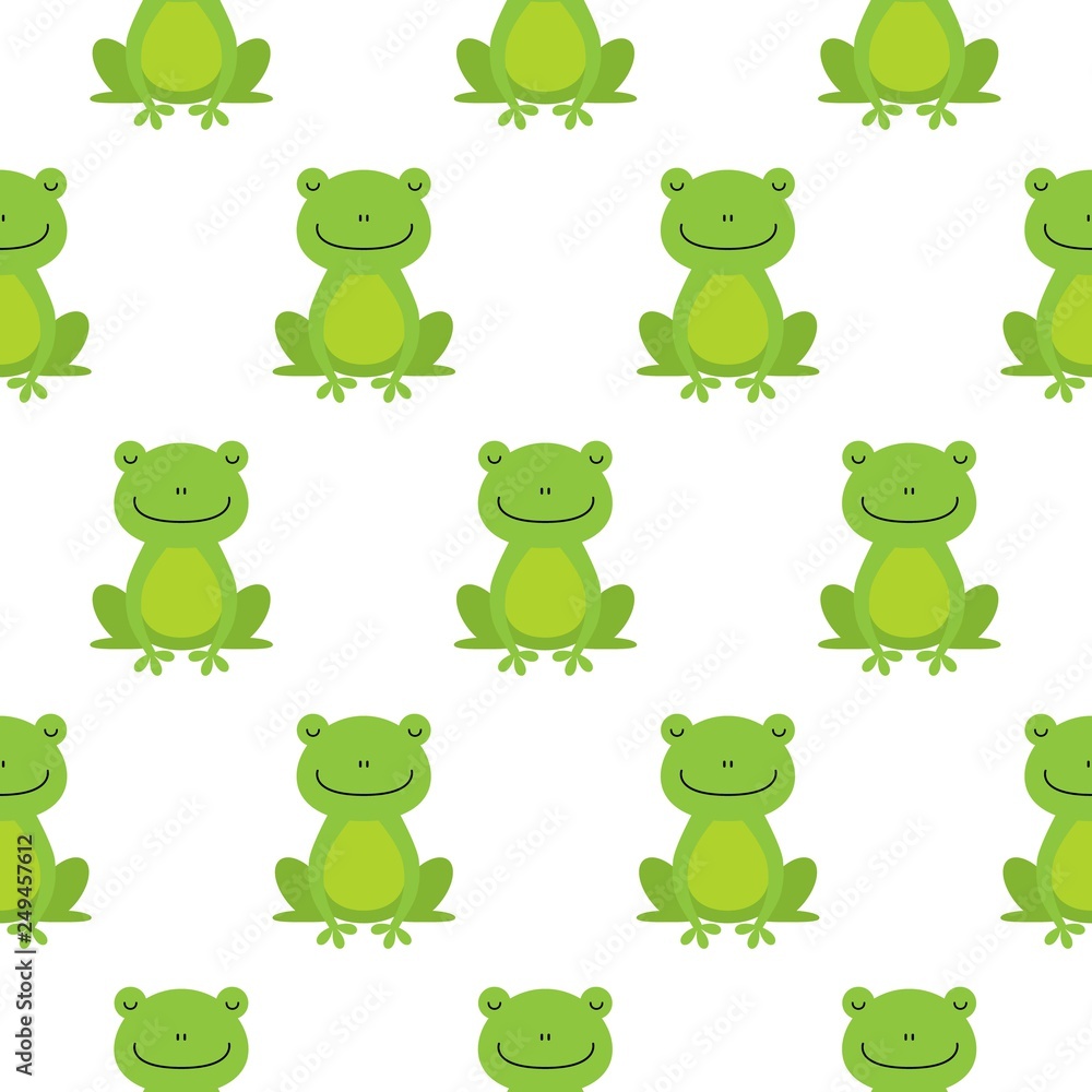 Obraz premium Seamless pattern with cute frogs. Vector background for kids