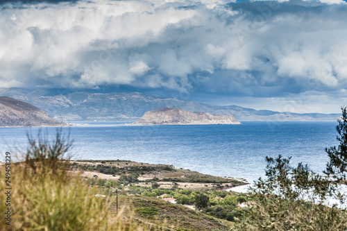 View of Monemvasia island in Greece