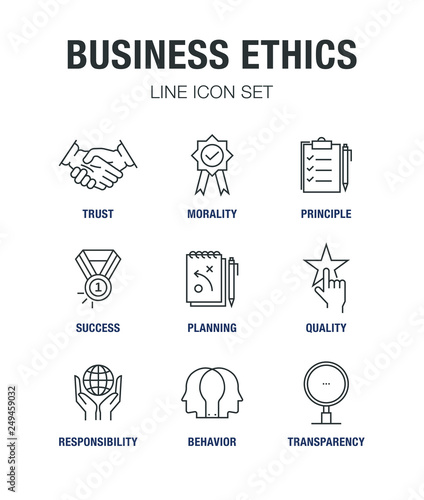 BUSINESS ETHICS LINE ICON SET