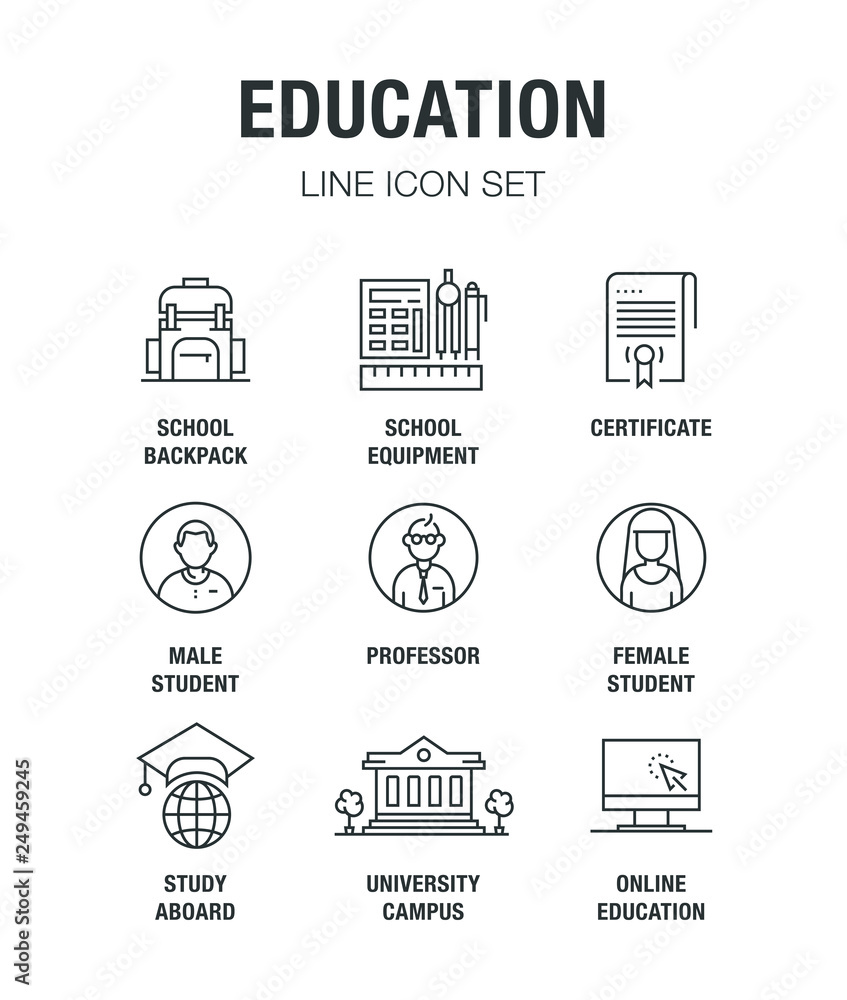 EDUCATION LINE ICON SET EDUCATION LINE ICON SET
