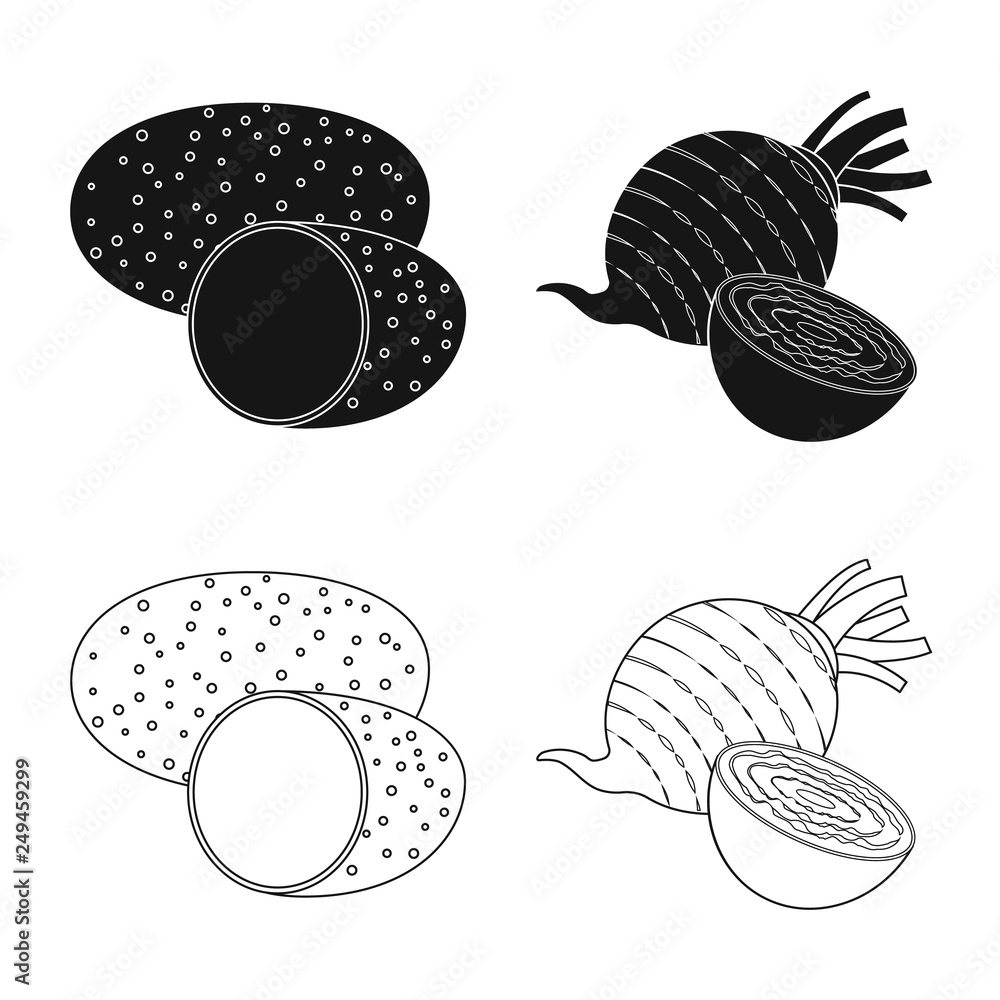 Vector design of vegetable and fruit symbol. Collection of vegetable and vegetarian stock symbol for web. Vector design of vegetable and fruit symbol. Collection of vegetable and vegetarian stock symbol for web.
