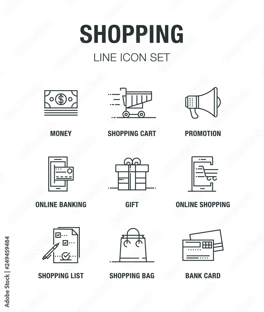 Fototapeta premium SHOPPNG LINE ICON SET